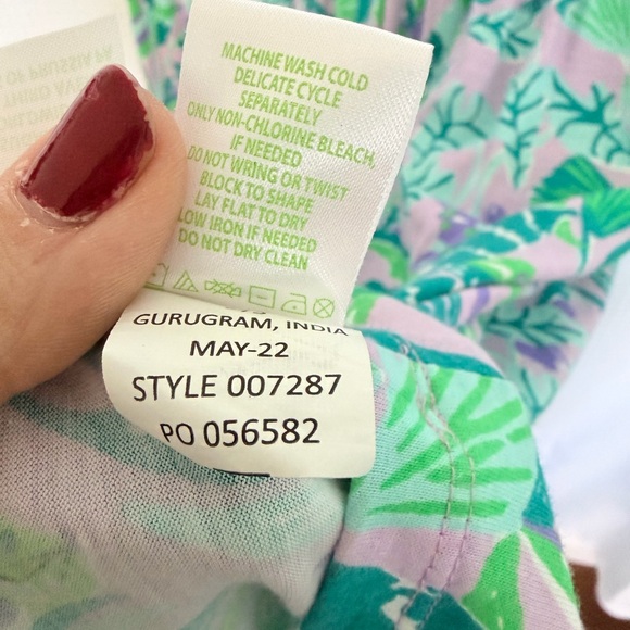 Lilly Pulitzer Lorina Purple Iris Print Cotton Swing Ruffle Tier V-Neck Dress XL - Picture 9 of 9